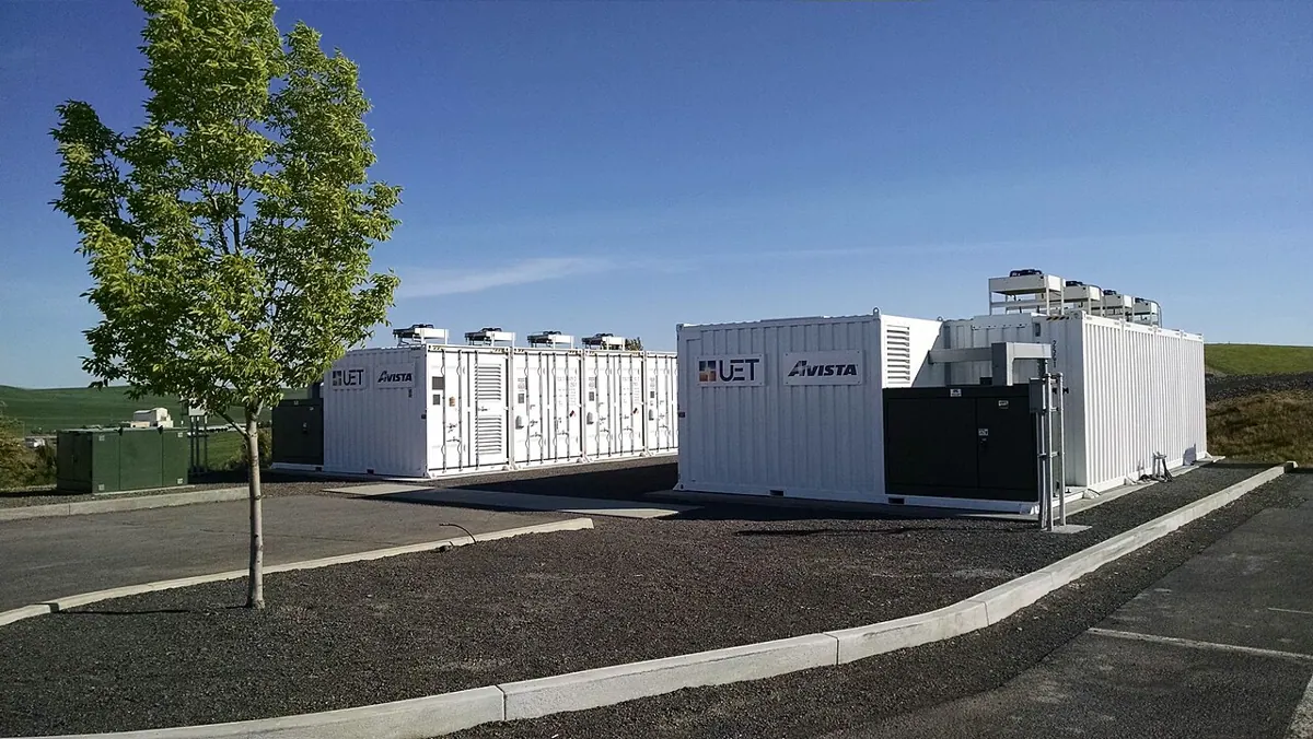 Battery storage equipment at the Turner Energy Storage Project in Pullman, Washington.