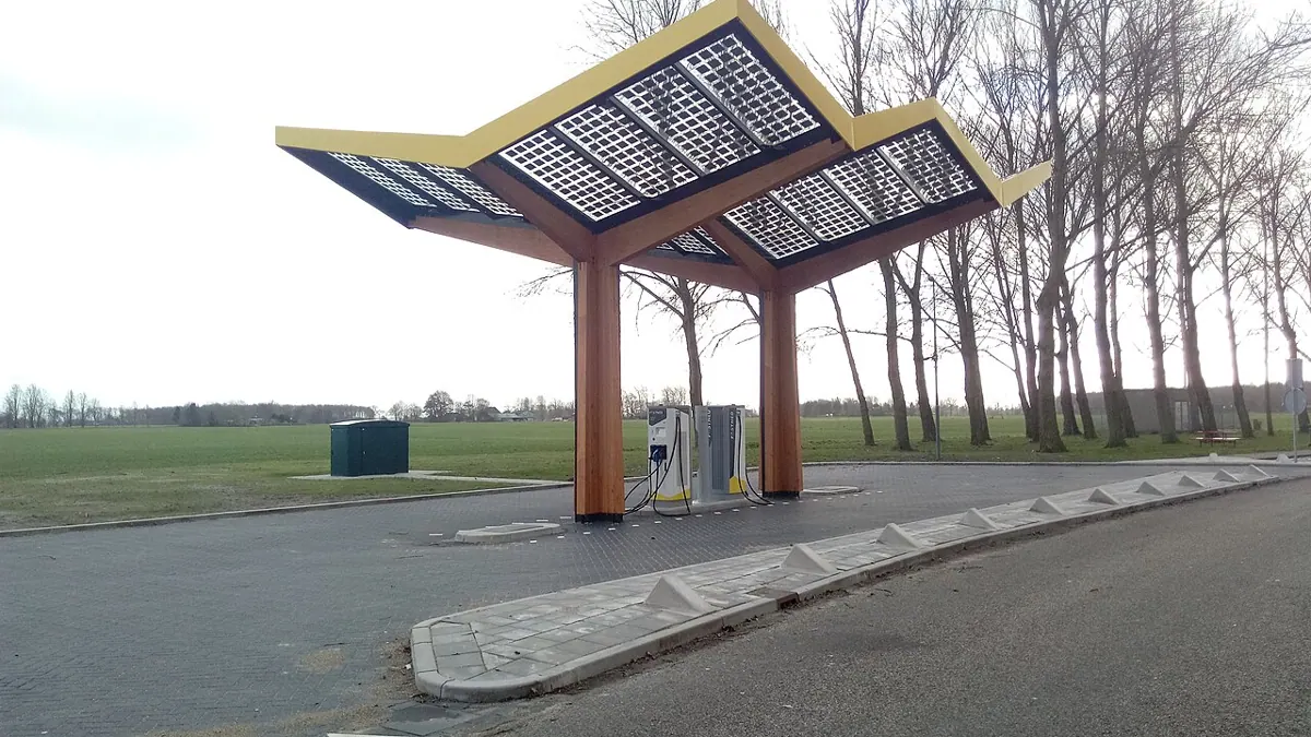 A Fastned electric vehicle charging station at De Walden.