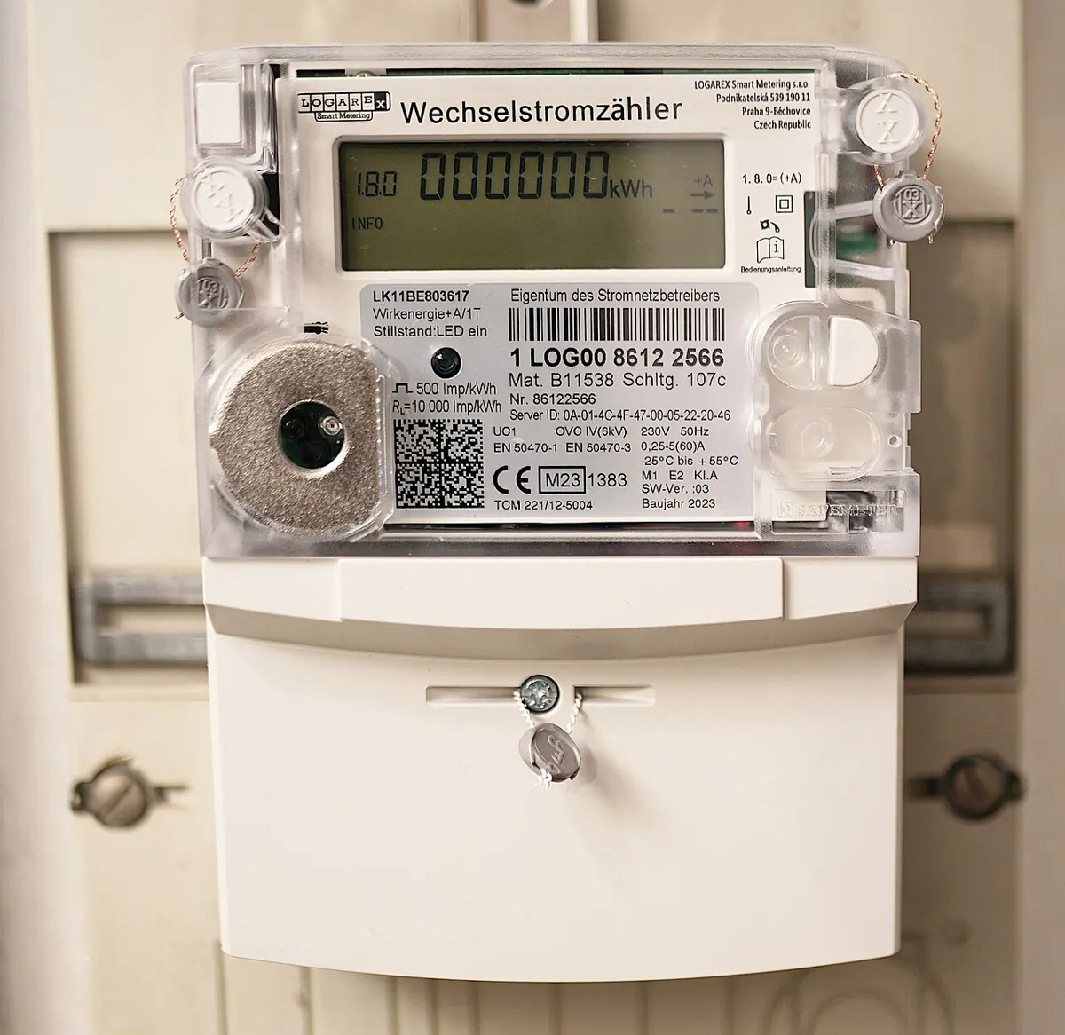 A Logarex household smart electricity meter.
