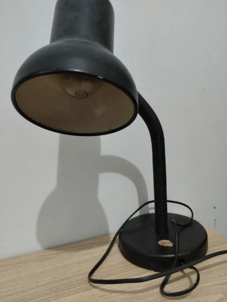 A desk lamp provides focused task lighting.